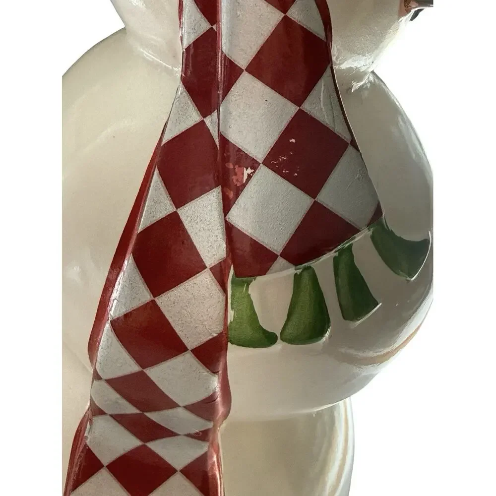 Vtg Pier 1 Enameled Ceramic Snowman Opalescent 15” Tabletop Decor Whimsical
